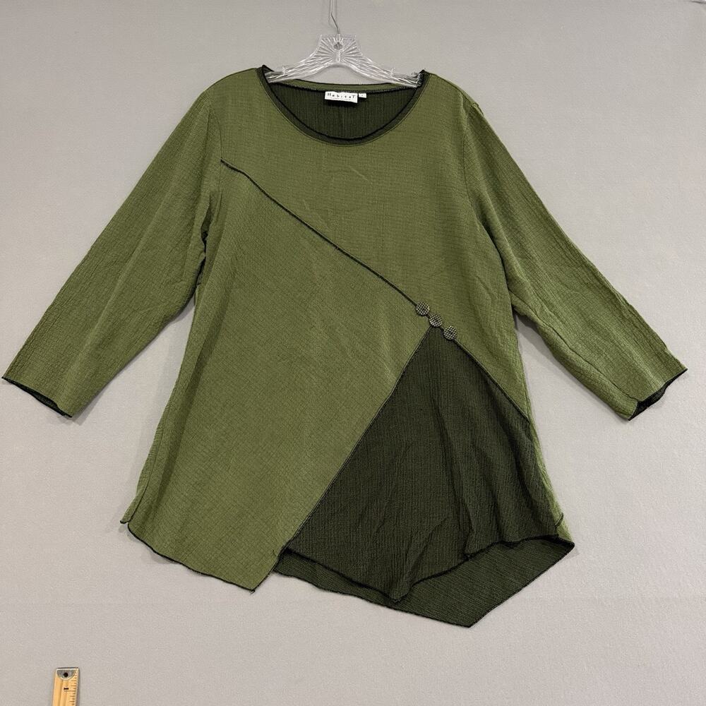Habitat Clothes to Live Tunic Top Size Large Olive Green Artsy Lagenlook Boho